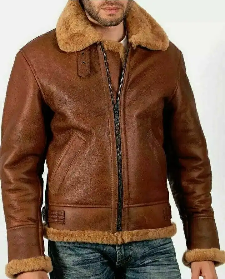 Mens black shearling outlet bomber jacket